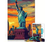 Puzzle da 1000 pezzi "Statua della Libertà al tramonto" per adulti, gioco di logica, per il tempo libero a casa, taglio preciso, regalo perfetto 50x75cm