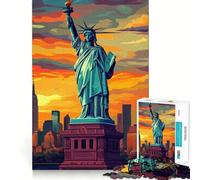 Puzzle da 1000 pezzi Statua della Libertà al tramonto per adulti, regalo, gioco di abilità mentale, divertimento tranquillo, design da assemblare, 38x52cm