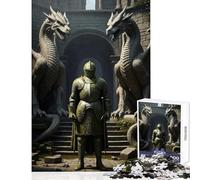 Puzzle da 1000 pezzi statue di cavalieri e draghi giocattoli per la decorazione della casa regalo per compleanni gioco pratico adatto per la decorazione del desktop dimensioni 38x52cm