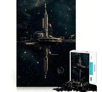 Puzzle da 1000 pezzi "Stazione spaziale nella notte stellata" per ragazzi, ideale per il relax e il divertimento, con immagini nitide e perfette come regalo stagionale 38x52cm