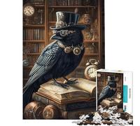 Puzzle da 1000 pezzi Steampunk Corvo Bibliotecario Puzzle per adulti Corsa di velocità manuale Difficile e sfida Ideale come regalo 38x26cm