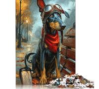 Puzzle da 1000 pezzi Steampunk Dog in Autumn Park Square per adulti Puzzle in legno Puzzle da gioco impegnativi 1000 pezzi (75x50 cm) Regali di Natale