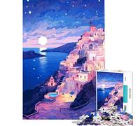 Puzzle da 1000 pezzi "Stelle della sera di Santorini" per gioco educativo giocattolo didattico regalo per compleanni decorazione per la casa (dimensioni 75x50cm)