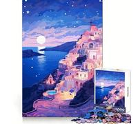Puzzle da 1000 pezzi "Stelle della sera di Santorini" per ragazzi, sfida intelligente, hobby rilassante, lucchetto di sicurezza, regalo per le vacanze (50x75cm)