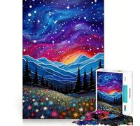 Puzzle da 1000 pezzi "Stelle e fiori selvatici" per ragazzi, gioco di logica e svago, bordi sottili, regalo speciale 38x52cm