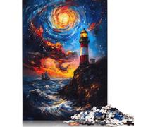 Puzzle da 1000 pezzi stile faro sotto il cielo stellato, puzzle da gioco, giocattoli per adulti, puzzle per famiglie, puzzle da regalo per adulti, impegnativi, 1000 pezzi (38x26 cm)