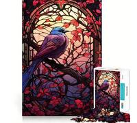 Puzzle da 1000 pezzi stile vetrata con corvo per adulti, rompicapo per la casa, tempo libero, assemblaggio di immagini, regalo di compleanno (38x52cm)