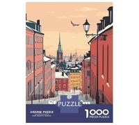 Puzzle Da 1000 Pezzi - Stockholm, Sweden Cityscape Illustration Puzzle Per Adolescenti Gioco Rompicapo Antistress Offerta Regalo Per Tutta La Famiglia 70x50cm/1000pcs