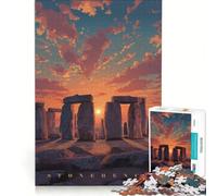 Puzzle da 1000 pezzi Stonehenge al tramonto Pixel Art gioco rompicapo rilassante per la mente ideale come regalo per tutta la famiglia 38x26cm