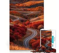 Puzzle da 1000 pezzi "Strada autunnale tra le colline",gioco di logica,stimolante e rilassante,ideale come regalo di Natale (38x52cm)