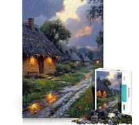 Puzzle da 1000 pezzi "Strada del villaggio sotto la pioggia" per adulti, regalo, sfida mentale, gioco facile, tempo libero, taglio preciso, regalo speciale (38x52cm)