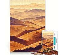 Puzzle da 1000 pezzi "Strada di montagna al tramonto" per adulti, ideale per concentrazione e relax, con bordi netti e Babbo Natale (50x75cm)