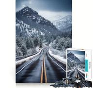 Puzzle da 1000 pezzi "Strada di montagna innevata" per ragazzi, gioco di logica, ideale per momenti di relax, con taglio preciso e pezzo da collezione (38x26cm)