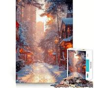 Puzzle da 1000 pezzi "Strada innevata al tramonto" per ragazzi, gioco di logica, facile da usare, bordi precisi, regalo per le feste (38x26cm)