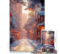 Puzzle da 1000 pezzi "Strada innevata al tramonto" per ragazzi, gioco di logica, facile da usare, bordi precisi, regalo per le feste (38x26cm)