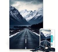 Puzzle da 1000 pezzi "Strada tra le montagne innevate" per adolescenti, ideale per rafforzare la memoria e il legame familiare, con bordi precisi e un regalo premuroso (38x26cm)