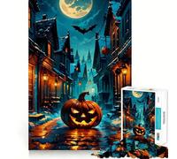 Puzzle da 1000 pezzi "Strade notturne e zucche" per adolescenti, gioco cognitivo, passatempo rilassante, bordo premium, lista dei desideri di Babbo Natale (50x75cm)