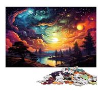 Puzzle da 1000 pezzi Straordinaria notte di psichedelia colorata per adulti puzzle di carta decorazione per la famiglia 1000 pezzi (38x26 cm)