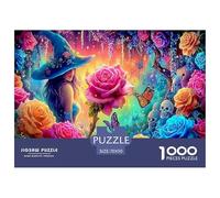 Puzzle da 1000 pezzi "Strega nel roseto" - Puzzle da giardino cosmico con rose al neon per adulti, gioco educativo, divertente regalo per la casa, 70x50 cm/1000 pezzi