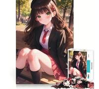 Puzzle da 1000 pezzi "Studentessa in un parco" per adulti, ideale per migliorare la memoria, alleviare lo stress e creare un'attività rilassante, regalo di Natale (50x75cm)
