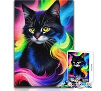 Puzzle da 1000 pezzi - Stupendo puzzle fantasy con gatto nero, calmo, piacevole, divertente, per il tempo libero, stretto, senza cuciture, di precisione, dimensioni del giocattolo: 38x26cm