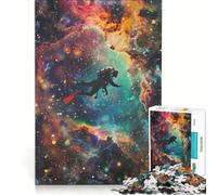 Puzzle da 1000 pezzi "Subacqueo nello spazio nebulare" gioco per famiglie regalo di compleanno con poster abbinato e foglio di curiosità 38x26cm