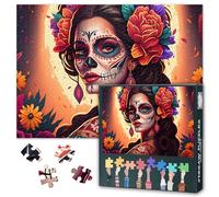 Puzzle da 1000 pezzi, Sugar Skull Girl - Puzzle per adulti e ragazze, con teschio, trucco e fiori sulla testa, per adulti, decorazioni per la casa, giochi di famiglia, 50 cm x 70 cm