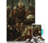 Puzzle da 1000 pezzi sui Cavalieri Templari per adulti, difficile da completare ma divertente e umoristico, con poster abbinato e foglio di quiz (50x75cm)