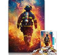 Puzzle da 1000 pezzi sui pompieri per adolescenti, antistress per ammazzare il tempo durante le vacanze, con poster abbinato e foglio di quiz (38x26cm)