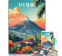 Puzzle da 1000 pezzi sul vulcano in Ecuador, impegnativo da completare ma divertente e umoristico, con poster abbinato e foglio di quiz, 50x75cm