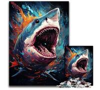 Puzzle da 1000 pezzi sulla mitologia degli squali la psichedelia colorata puzzle impegnativi rompicapo stimolante giocattolo rilassante per adolescenti 1000 pezzi (75x50 cm)