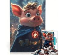 Puzzle da 1000 pezzi Super Pig Hero giocattolo educativo gara di velocità manuale con pezzi di forma casuale completamente ad incastro 50x75cm