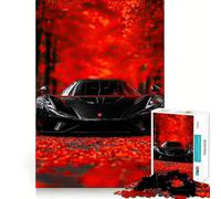 Puzzle da 1000 pezzi Supercar Koenigsegg nera in autunno Gioco di precisione e divertimento,stimola la mente,favorisce il relax e rappresenta un'ottima idea regalo per compleanno 50x75cm