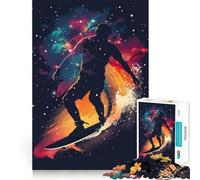 Puzzle da 1000 pezzi Surf Galaxy Silhouette per adolescenti, stimola la memoria, rilassa e migliora la precisione dei bordi, 50x75cm
