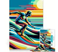 Puzzle da 1000 pezzi Surfing Wpap Pop Art per adolescenti, gioco cognitivo, svago leggero, assemblaggio di motivi, opera d'arte 38x52cm