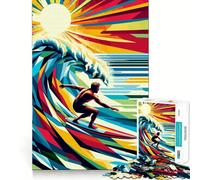Puzzle da 1000 pezzi Surfing Wpap Pop Art per adolescenti, gioco di puzzle, sfida mentale, passatempo rilassante, taglio preciso, regalo adorabile 38x26cm