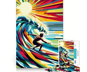 Puzzle da 1000 pezzi Surfing Wpap Pop Art per adulti, gioco di logica e relax, taglio preciso, regalo prezioso 50x75cm