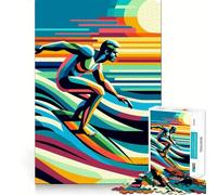 Puzzle da 1000 pezzi "Surfing Wpap Pop Art Teenagers" per la memoria, la luce, il relax, il design, l'assemblaggio e la decorazione murale 38x26cm