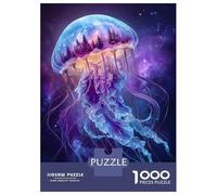 Puzzle Da 1000 Pezzi Surreal Jellyfish with Forest And Galaxy Puzzle Per Adulti Gioco Pratico Sfida Difficile Interazione Genitore-figlio 70x50cm/1000pcs