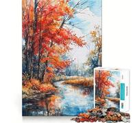 Puzzle da 1000 pezzi "Sussurri del fiume autunnale" Taglio liscio Gioco di logica Regalo Relax per momenti di svago Opera d'arte natalizia (50x75cm)