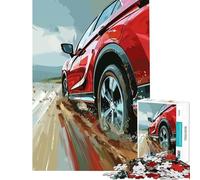 Puzzle da 1000 pezzi SUV rosso su strada sterrata gioco rilassante sfida per l'intelligenza giocattolo avvincente regalo per donne e uomini gara di velocità manuale (dimensioni 38x52cm)
