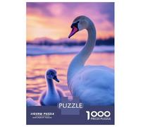 Puzzle Da 1000 Pezzi Swan And Cygnet at Sunset Puzzle Per Adulti Gioco Pratico Sfida Difficile Interazione Genitore-figlio 70x50cm/1000pcs