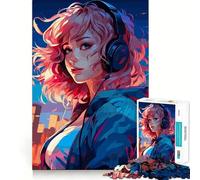 Puzzle da 1000 pezzi Synthwave Cyber Anime Girl per adulti, gioco rilassante, divertente, taglio premium, regalo di compleanno 38x52cm