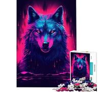 Puzzle da 1000 pezzi Synthwave Lupo Puzzle da 1000 pezzi Decorazione per la casa Giocattolo Perfetto per la decorazione Ideale come regalo (38x26cm)