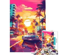 Puzzle da 1000 pezzi - Synthwave Retro Miami per compleanno Natale Gioco educativo per migliorare la memoria adatto a partire dai 14 anni 38x52cm