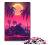 Puzzle da 1000 pezzi Synthwave Sunset Melodies regali per adulti lista dei desideri di Natale con Babbo Natale per adolescenti dai 14 anni in su 75x50 cm