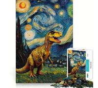 Puzzle da 1000 pezzi T-Rex di notte, incastro perfetto, arte che stimola la mente, gioco per il riposo, decorazione natalizia da parete (38x52cm)