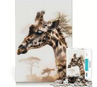 Puzzle da 1000 pezzi "Tall Giraffe Dreams" per ragazzi, gioco stimolante per la mente, semplice e divertente, con incastri precisi, Babbo Natale e desideri 50x75cm