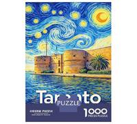 Puzzle Da 1000 Pezzi Taranto Italy Starry Night Painting Puzzle Per Adulti Gioco Pratico Sfida Difficile Interazione Genitore-figlio 52x38cm/1000pcs