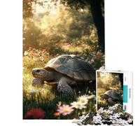 Puzzle da 1000 pezzi Tartaruga in un campo di fiori Sfida per l'intelligenza Giocattolo avvincente Gioco impossibile Antistress Idee regalo (Dimensioni 38x26cm)